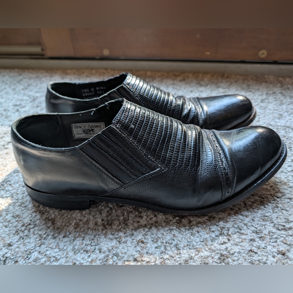 Stacy Adams Madison Black Leather Cap Toe Men's Slip-on Shoes